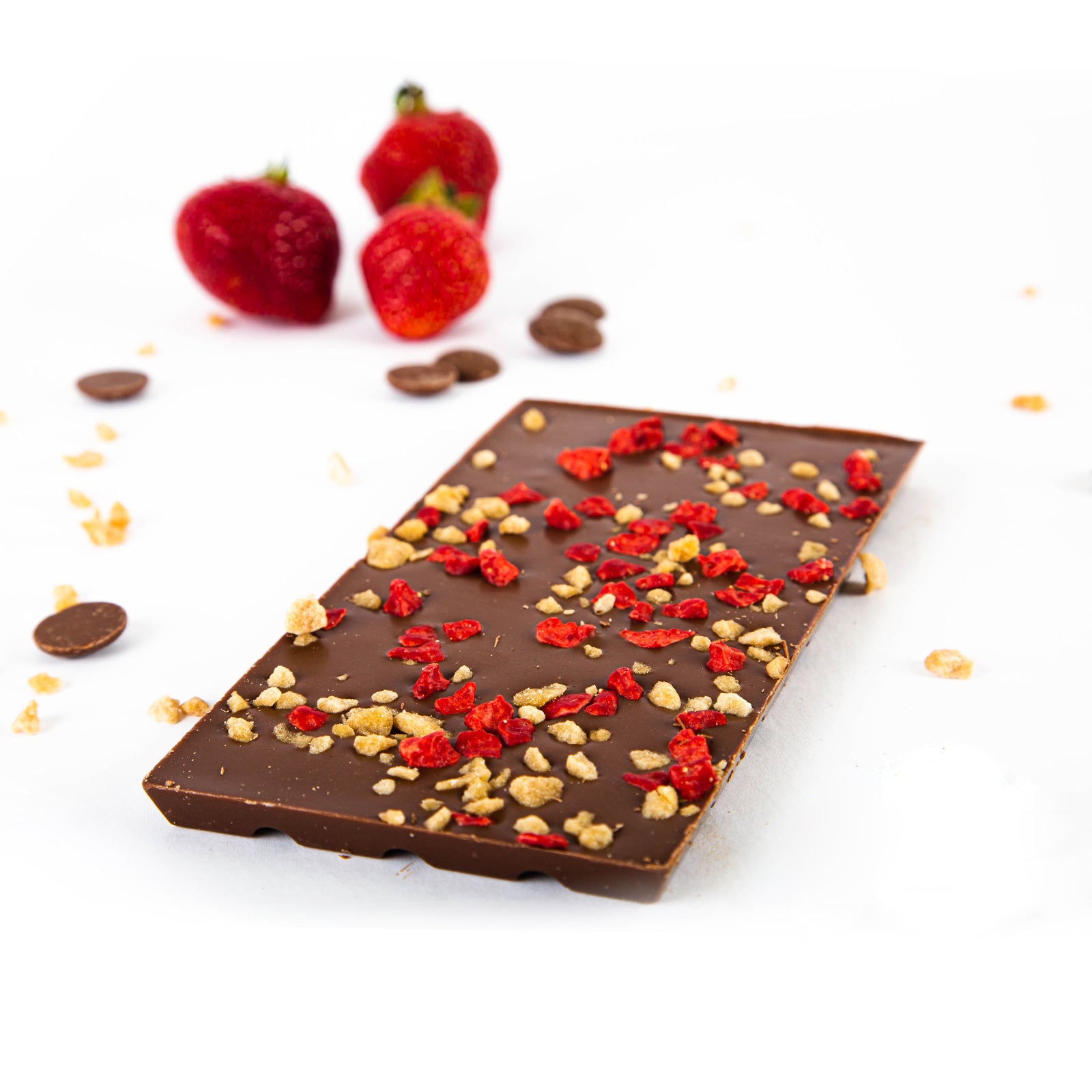 Tablette chocolat au lait, fraises et sucre d'érable – Couleur Chocolat
